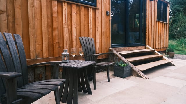 Hut chairs and table on the patio
