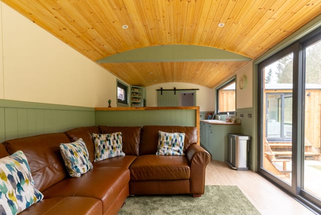 Lodge living space looking through to the kitchen