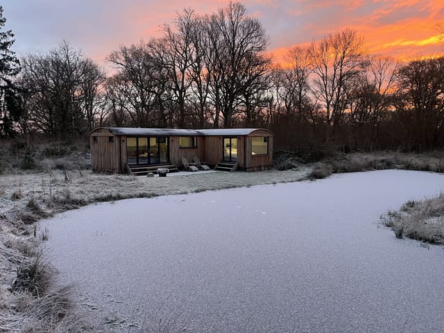 Sunrise over the frozen pond