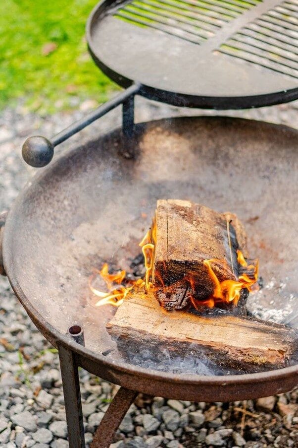 Logs burning in the fire pit