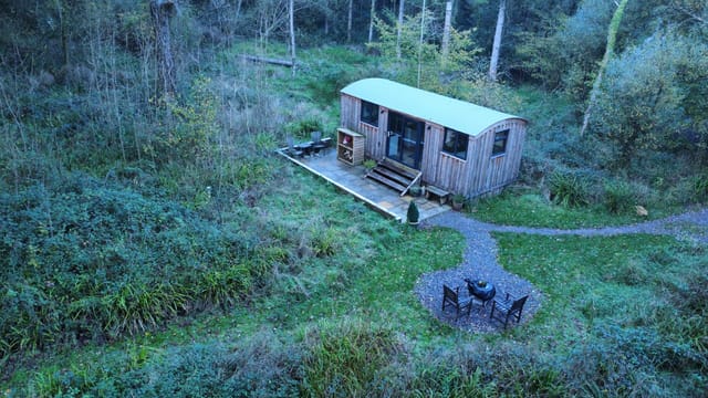 Lodge from above with patio